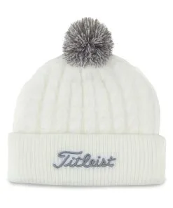 Titleist Cable Knit Pom Pom Beanie In Grey / White 5 Titleist Cable Knit Pom Pom Beanie In Grey / White -Putters shop 2021CableKnit PomPom White Gray TH21WCKNP 10G 01