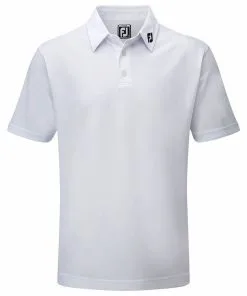FootJoy Junior Stretch Pique Solid Golf Polo In White -Putters shop FJ20 Stretch Pique Solid 92740