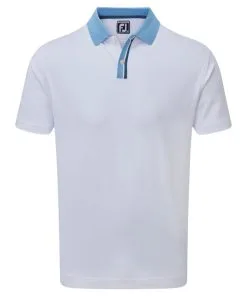 FootJoy Solid With Stripe Placket Pique Polo In Green / Navy