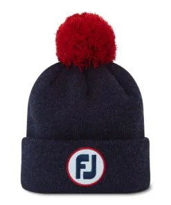 FootJoy Solid Pom Pom Beanie Hat AW22 In Black -Putters shop FJ FH22BSPOMH 4N 01