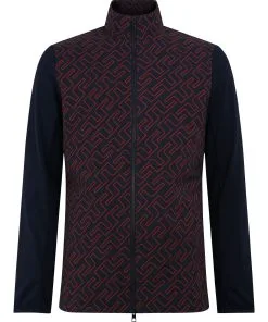 J.Lindeberg Packlight Print Golf Jacket In Navy / Red