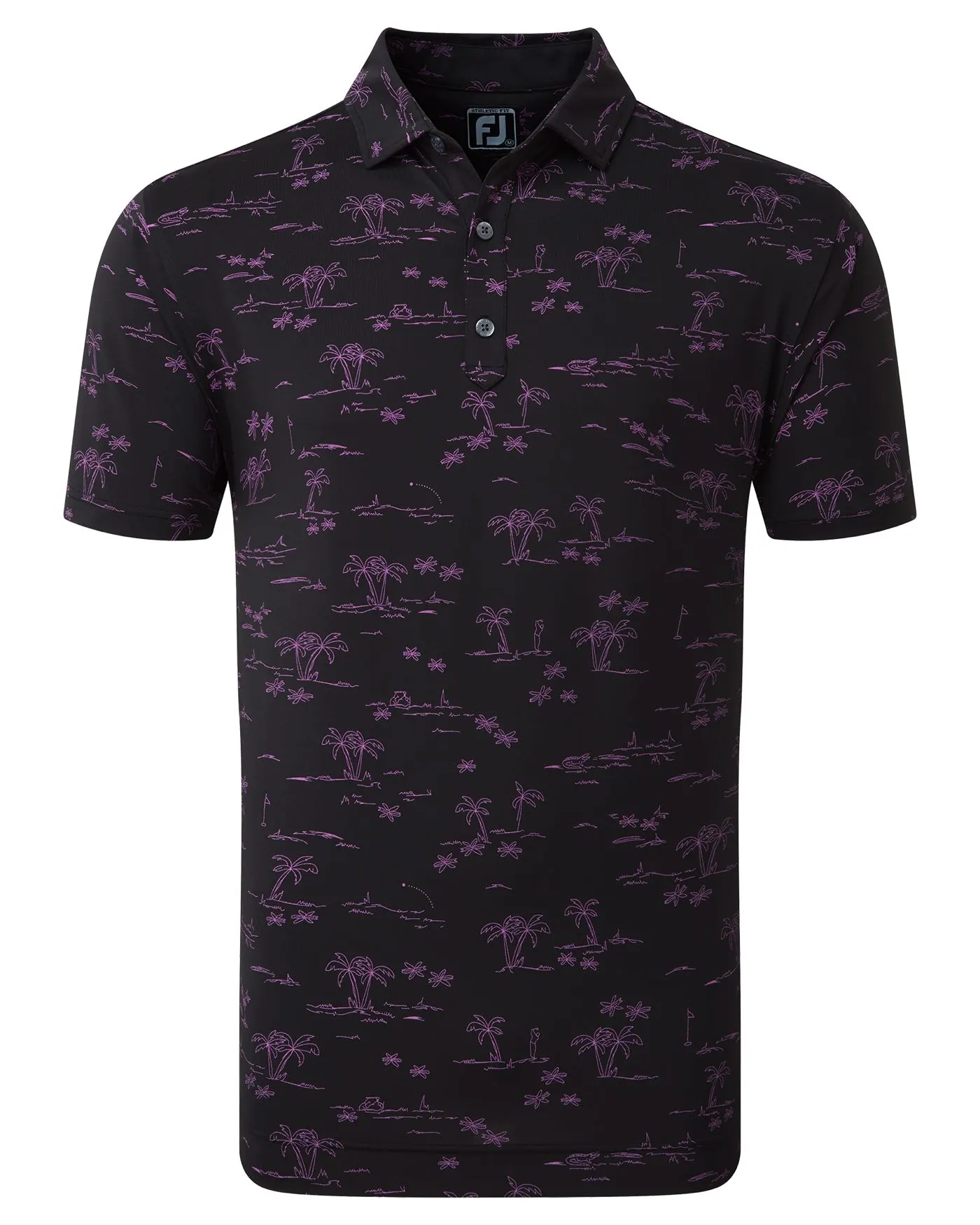 FootJoy Tropic Print Lisle Pique Golf Polo SS23 In Red / White 3 FootJoy Tropic Print Lisle Pique Golf Polo SS23 In Red / White