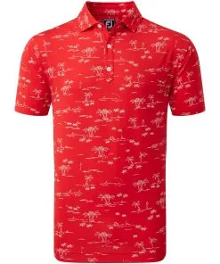 FootJoy Tropic Print Lisle Pique Golf Polo SS23 In Red / White 8 FootJoy Tropic Print Lisle Pique Golf Polo SS23 In Red / White -Putters shop SS23 0030 FJ 80093 01