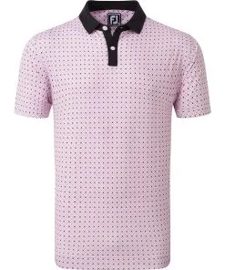 FootJoy Circle Print Pique Golf Polo SS23 In Black / Orchid / Violet / White