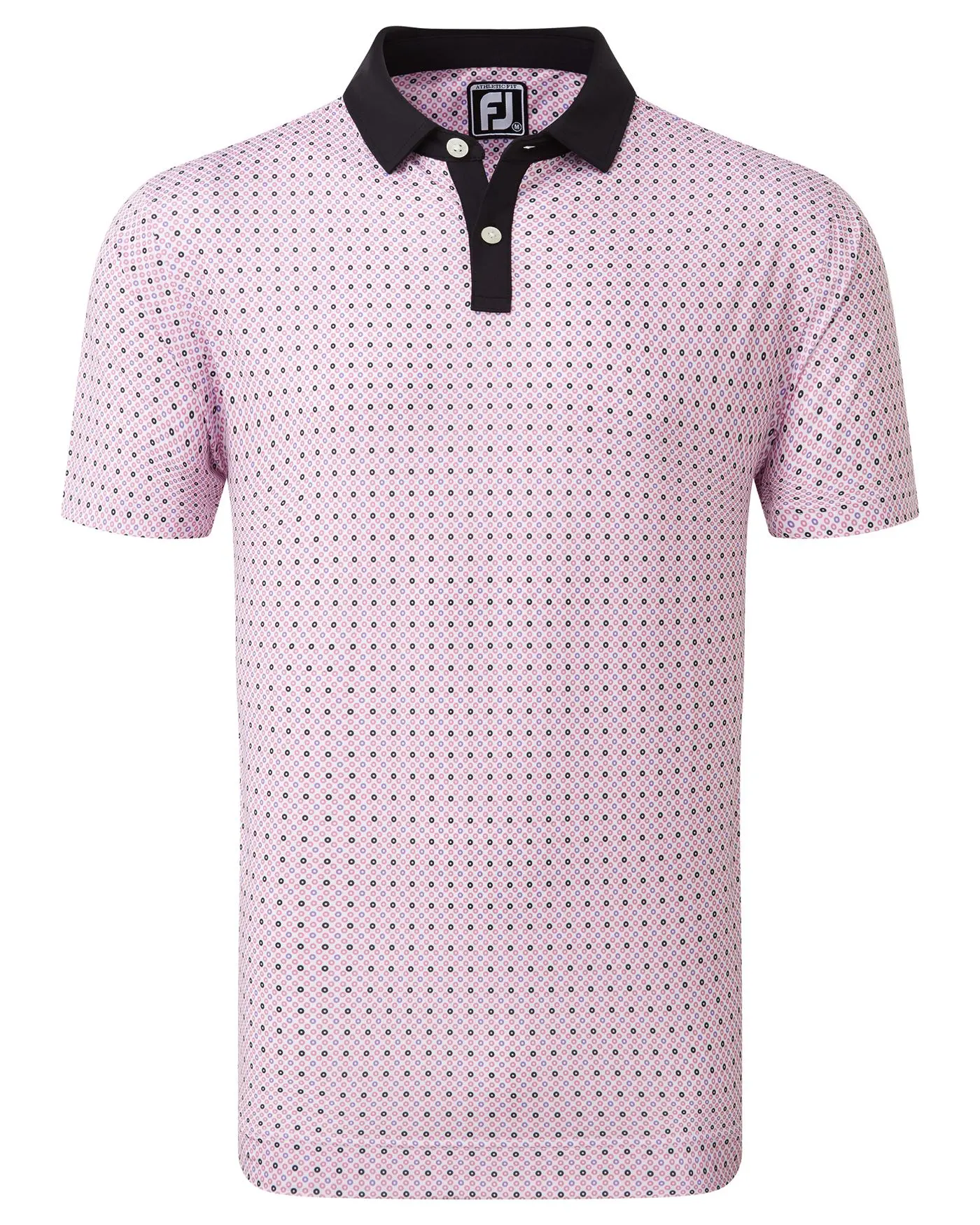FootJoy Circle Print Pique Golf Polo SS23 In Black / Orchid / Violet / White 3 FootJoy Circle Print Pique Golf Polo SS23 In Black / Orchid / Violet / White