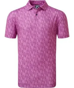 FootJoy Glass Print Lisle Pique Golf Polo SS23 In Orchid