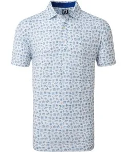 FootJoy Travel Print Lisle Pique Golf Polo SS23 In White / Twilight 7 FootJoy Travel Print Lisle Pique Golf Polo SS23 In White / Twilight -Putters shop SS23 0075 FJ 80048 01
